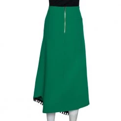 Roland Mouret Green Wool Crepe Fringed Asymmetric Skirt M For Women 10 Roland Mouret Green Wool Crepe Fringed Asymmetric Skirt M For Women -Roland Mouret Sales Store luxury women roland mouret used clothes p320352 006