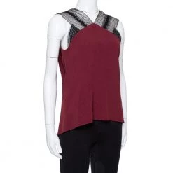 Roland Mouret Limited Edition Burgundy Crepe Lace Trim Dave Top S For Women 9 Roland Mouret Limited Edition Burgundy Crepe Lace Trim Dave Top S For Women -Roland Mouret Sales Store luxury women roland mouret used clothes p335926 004