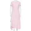Roland Mouret Pink Crepe Draped Ardmore Midi Dress M For Women