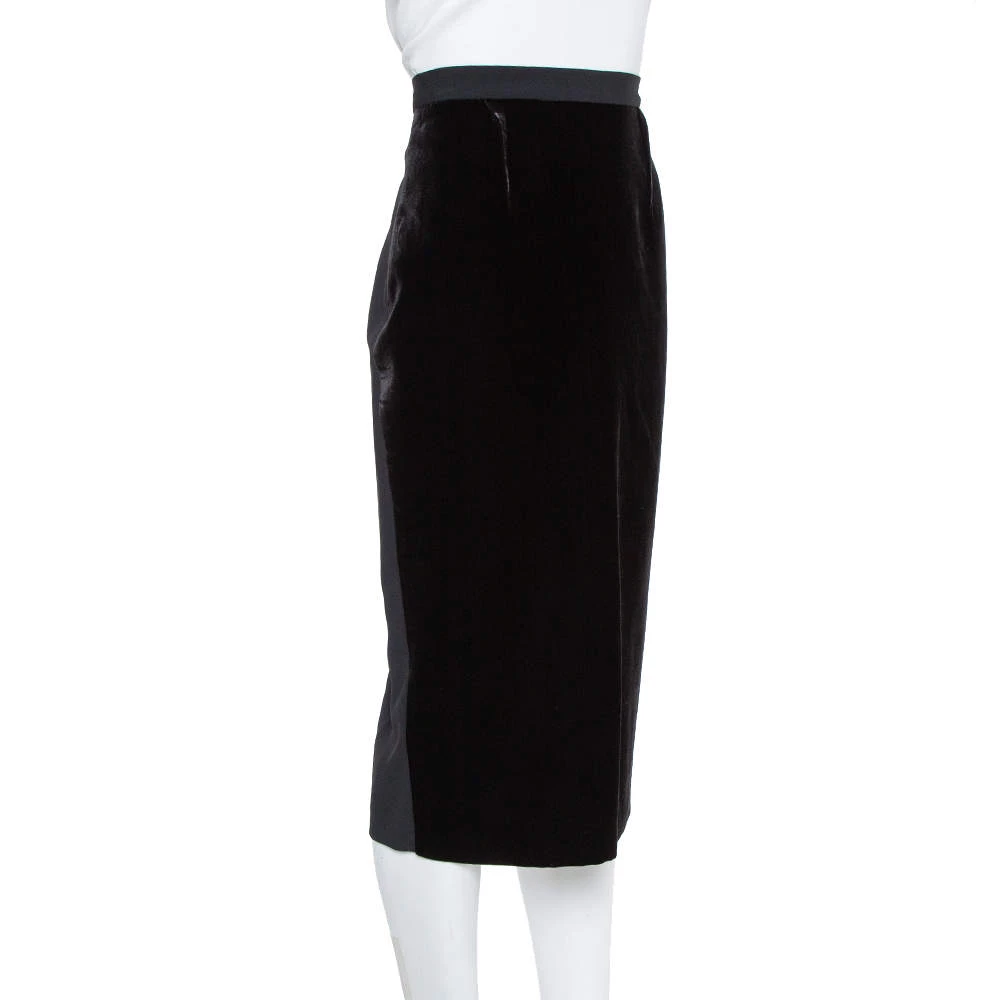 Roland Mouret Black Velvet & Crepe Paneled Pencil Skirt M For Women 4 Roland Mouret Black Velvet & Crepe Paneled Pencil Skirt M For Women - Image 2