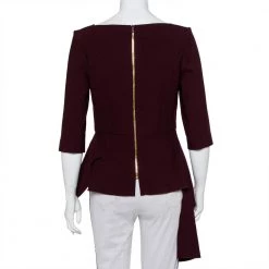 Roland Mouret Burgundy Crepe Asymmetric Hem Heron Top L For Women -Roland Mouret Sales Store luxury women roland mouret used clothes p441378 003