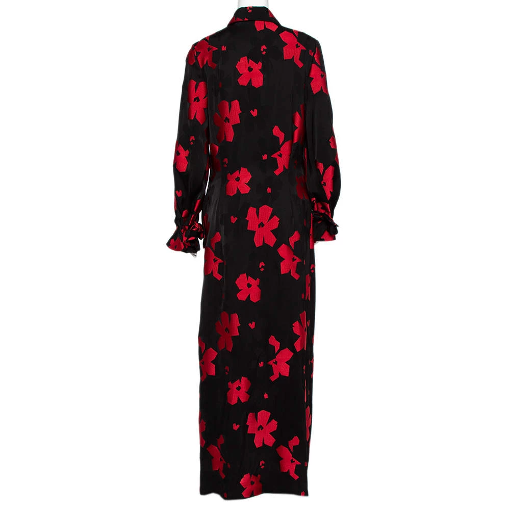 Roland Mouret Black & Red Floral Jacquard Belted Layered Dress M For Women 5 Roland Mouret Black & Red Floral Jacquard Belted Layered Dress M For Women - Image 3