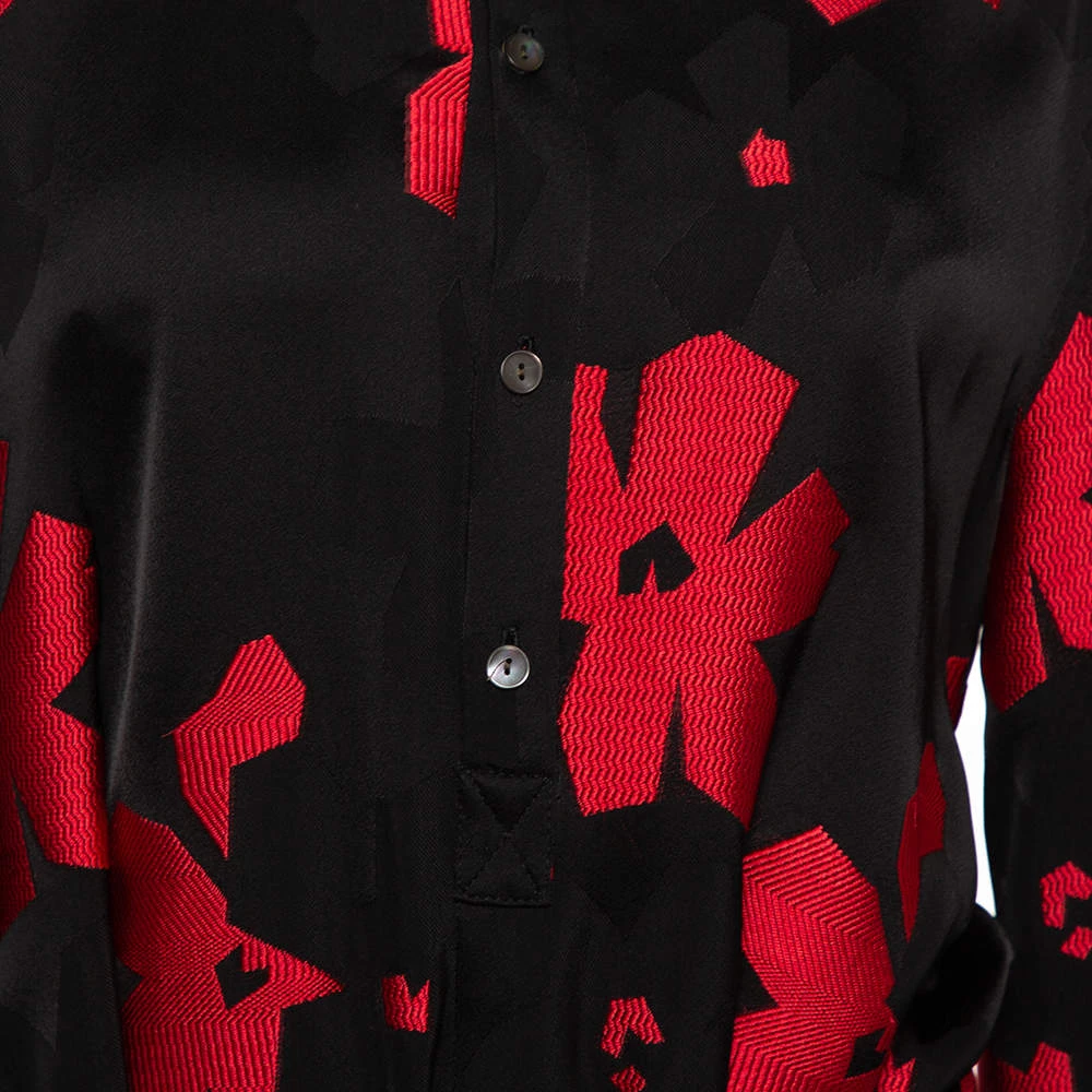 Roland Mouret Black & Red Floral Jacquard Belted Layered Dress M For Women 7 Roland Mouret Black & Red Floral Jacquard Belted Layered Dress M For Women - Image 5