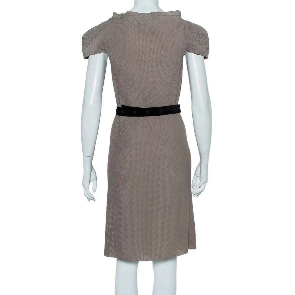 Roland Mouret Beige Crepe Draped Effect Belted Midi Dress M For Women 5 Roland Mouret Beige Crepe Draped Effect Belted Midi Dress M For Women - Image 3