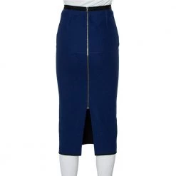 Roland Mouret Navy Blue Textured Cotton Pencil Skirt S For Women -Roland Mouret Sales Store luxury women roland mouret used clothes p461933 005