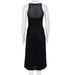 Roland Mouret Black Panelled Knit Draped Detail Sleeveless Midi Dress S For Women -Roland Mouret Sales Store luxury women roland mouret used clothes p461965 001