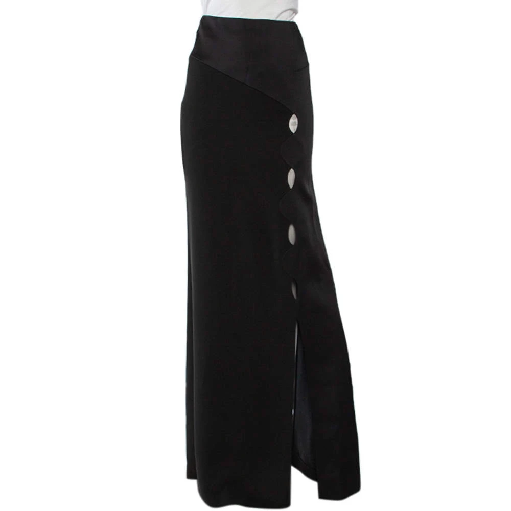 Roland Mouret Black Crepe Slit Detail Paneled Maxi Skirt S For Women 5 Roland Mouret Black Crepe Slit Detail Paneled Maxi Skirt S For Women - Image 3