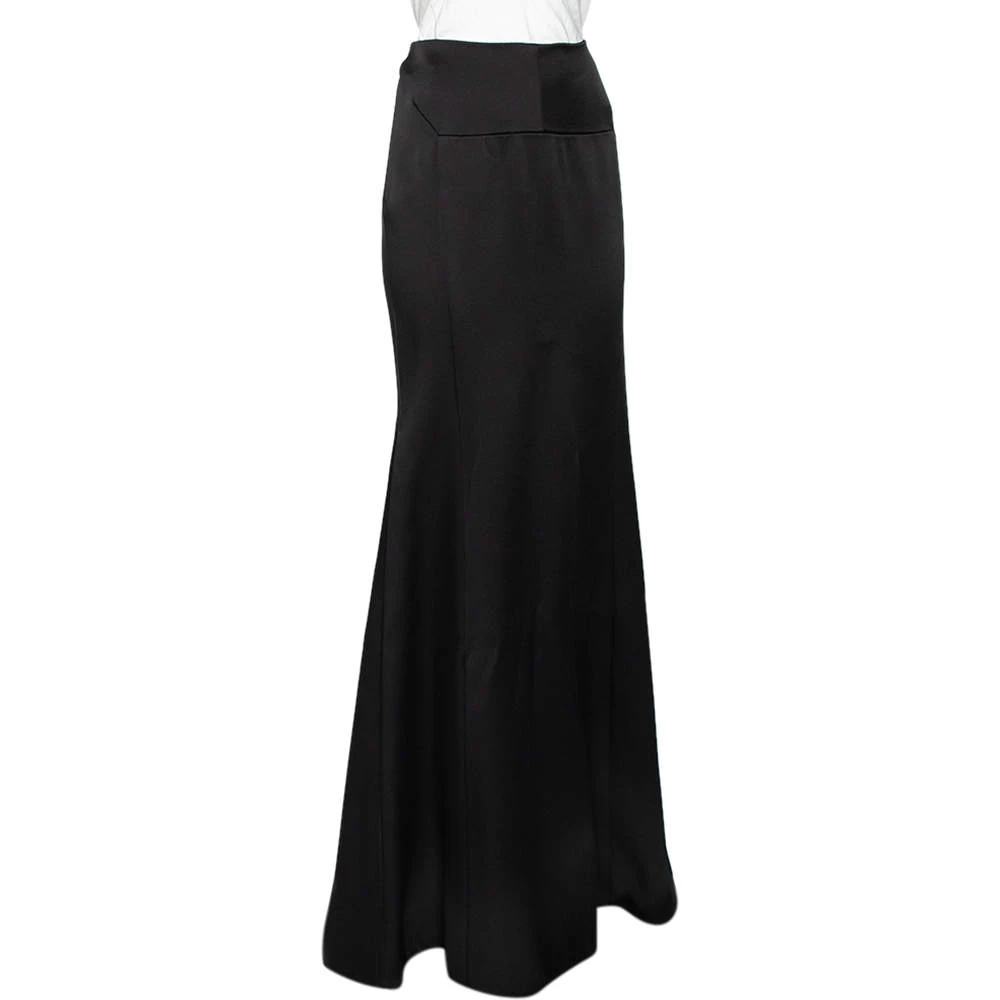 Roland Mouret Black Sateen Paneled Aries Maxi Skirt M For Women 4 Roland Mouret Black Sateen Paneled Aries Maxi Skirt M For Women - Image 2