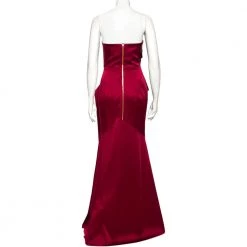 Roland Mouret Burgundy Sateen Draped Detail Addover Strapless Gown M For Women -Roland Mouret Sales Store luxury women roland mouret used clothes p475646 003