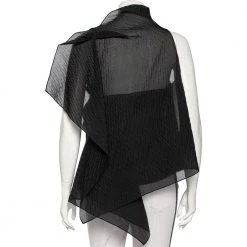Roland Mouret Black Patterned Organza Draped Pasha Top M For Women -Roland Mouret Sales Store luxury women roland mouret used clothes p475692 008