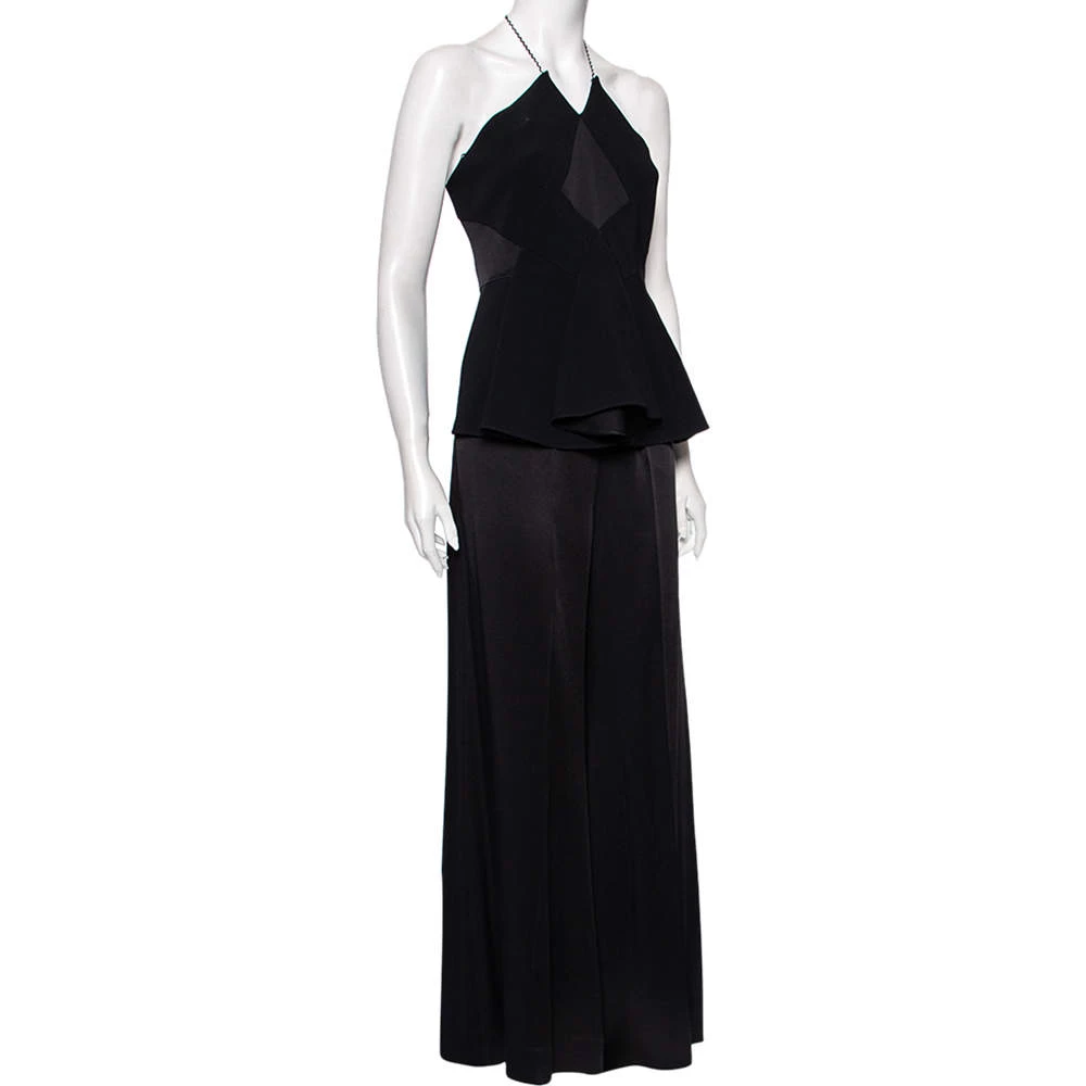 Roland Mouret Black Crepe And Silk Peplum Detailed Strapless Jumpsuit M For Women 4 Roland Mouret Black Crepe And Silk Peplum Detailed Strapless Jumpsuit M For Women - Image 2