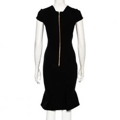 Roland Mouret Black Crepe Asymmetrical Neck Detailed Midi Dress S For Women -Roland Mouret Sales Store luxury women roland mouret used clothes p498690 004
