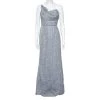 Roland Mouret Silver Silk Knit One- Shoulder Maxi Dress M For Women