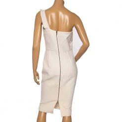 Roland Mouret Cream Wool One-Shoulder Midi Dress M For Women -Roland Mouret Sales Store luxury women roland mouret used clothes p576427 004