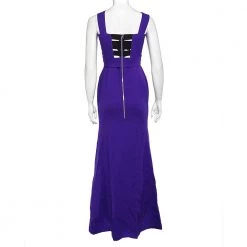 Roland Mouret Purple Wool Crepe Draped Sleeveless Gown M For Women -Roland Mouret Sales Store luxury women roland mouret used clothes p583911 003