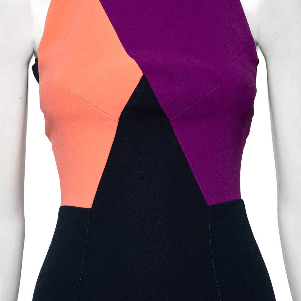 Roland Mouret Color Block Stretch Crepe Kennard Halter Dress S For Women 6 Roland Mouret Color Block Stretch Crepe Kennard Halter Dress S For Women - Image 4