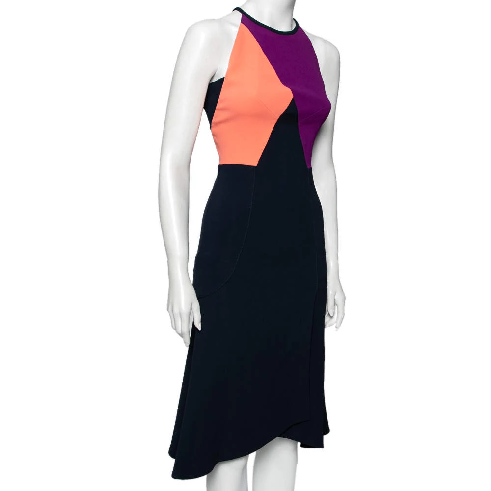 Roland Mouret Color Block Stretch Crepe Kennard Halter Dress S For Women 4 Roland Mouret Color Block Stretch Crepe Kennard Halter Dress S For Women - Image 2