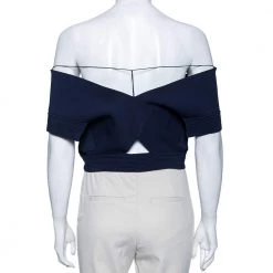 Roland Mouret Navy Blue Knit Tyres Cropped Top L For Women -Roland Mouret Sales Store luxury women roland mouret used clothes p592721 005