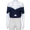 Roland Mouret Navy Blue Knit Tyres Cropped Top L For Women