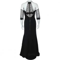 Roland Mouret Black Crepe & Lace Paneled Carrington Gown M For Women 11 Roland Mouret Black Crepe & Lace Paneled Carrington Gown M For Women -Roland Mouret Sales Store luxury women roland mouret used clothes p594049 007