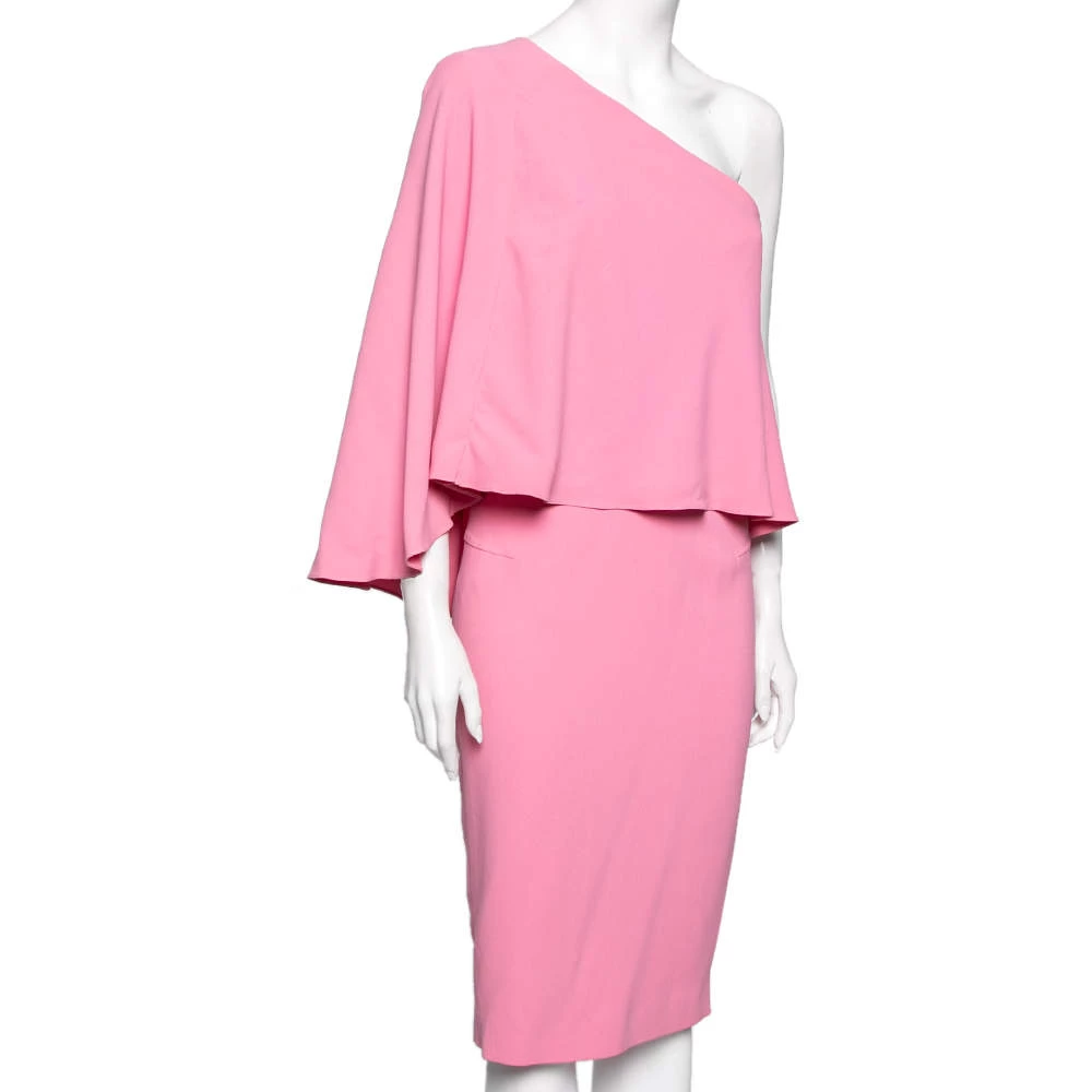 Roland Mouret Pink Crepe One Shoulder Amaral Dress M For Women 4 Roland Mouret Pink Crepe One Shoulder Amaral Dress M For Women - Image 2