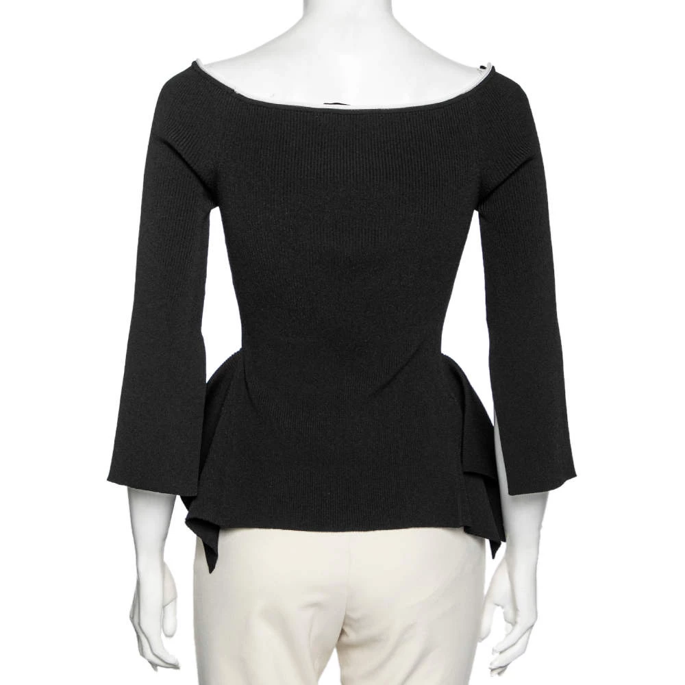 Roland Mouret Black Rib Knit Off Shoulder Long Sleeve Top M For Women 5 Roland Mouret Black Rib Knit Off Shoulder Long Sleeve Top M For Women - Image 3