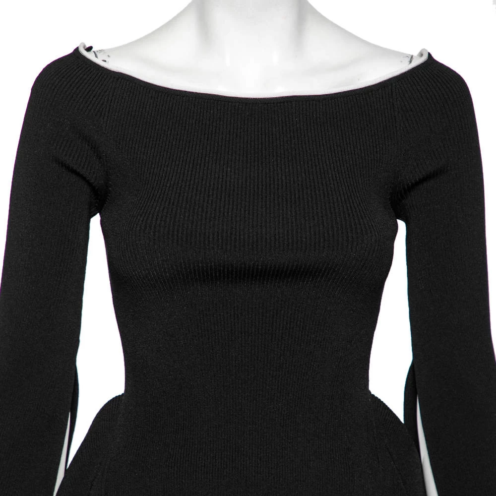Roland Mouret Black Rib Knit Off Shoulder Long Sleeve Top M For Women 6 Roland Mouret Black Rib Knit Off Shoulder Long Sleeve Top M For Women - Image 4