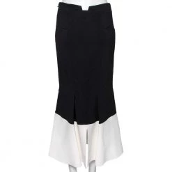 Roland Mouret Black Crepe Contrast Paneled Midi Skirt M For Women -Roland Mouret Sales Store luxury women roland mouret used clothes p599379 008
