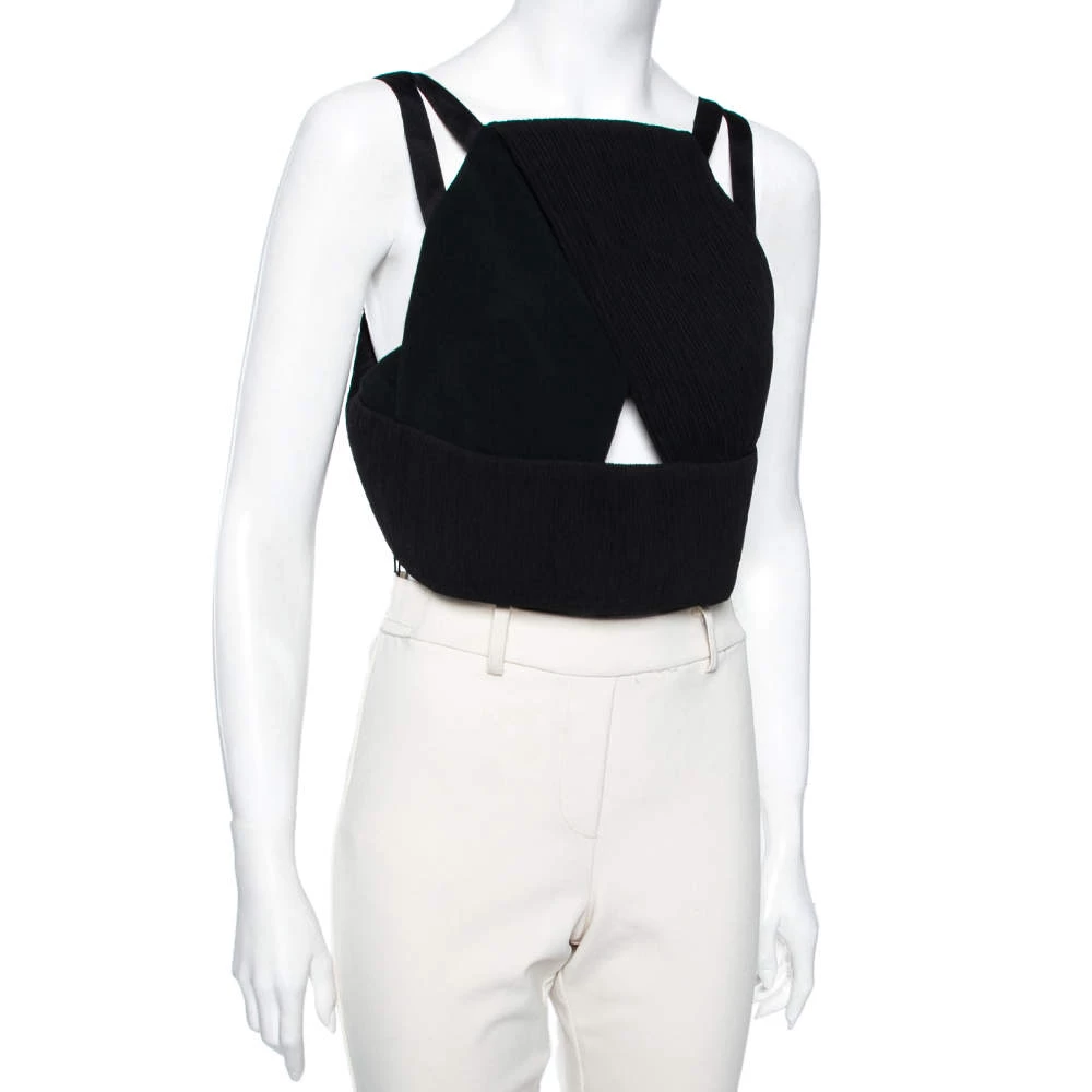 Roland Mouret Black Crepe Cross Over Maida Crop Top L For Women 4 Roland Mouret Black Crepe Cross Over Maida Crop Top L For Women - Image 2