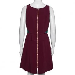 Roland Mouret Purple Crepe Basket Weave Bodice Derya Dress L For Women -Roland Mouret Sales Store luxury women roland mouret used clothes p609064 005