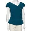 Roland Mouret Teal Blue Crepe Florence Top L For Women -Roland Mouret Sales Store luxury women roland mouret used clothes p611169 002
