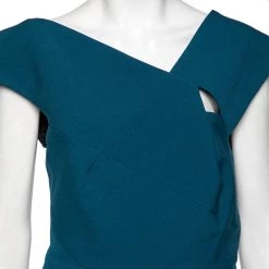 Roland Mouret Teal Blue Crepe Florence Top L For Women -Roland Mouret Sales Store luxury women roland mouret used clothes p611169 003