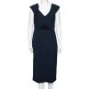 Roland Mouret Navy Blue And Cotton Textured Grendon Dress M For Women -Roland Mouret Sales Store luxury women roland mouret used clothes p611179 003