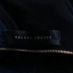 Roland Mouret Navy Blue And Cotton Textured Grendon Dress M For Women -Roland Mouret Sales Store luxury women roland mouret used clothes p611179 005
