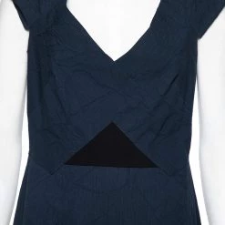 Roland Mouret Navy Blue And Cotton Textured Grendon Dress M For Women -Roland Mouret Sales Store luxury women roland mouret used clothes p611179 007