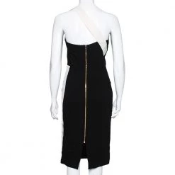 Roland Mouret Black Textured Wool Asymmetrical One Shoulder Dress M For Women -Roland Mouret Sales Store luxury women roland mouret used clothes p614710 002