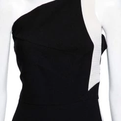 Roland Mouret Black Textured Wool Asymmetrical One Shoulder Dress M For Women -Roland Mouret Sales Store luxury women roland mouret used clothes p614710 004