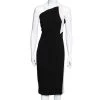 Roland Mouret Black Textured Wool Asymmetrical One Shoulder Dress M For Women -Roland Mouret Sales Store luxury women roland mouret used clothes p614710 007