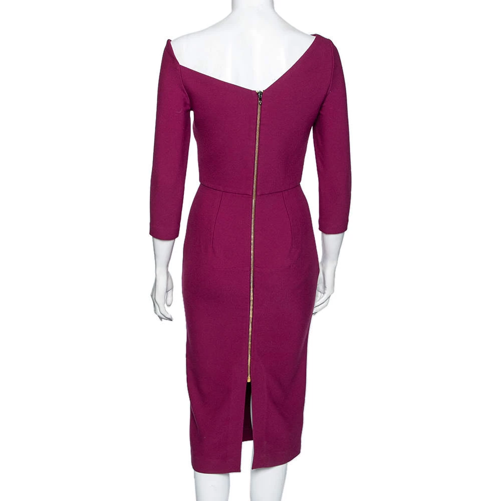 Roland Mouret Purple Crepe Midi Dress M For Women 5 Roland Mouret Purple Crepe Midi Dress M For Women - Image 3