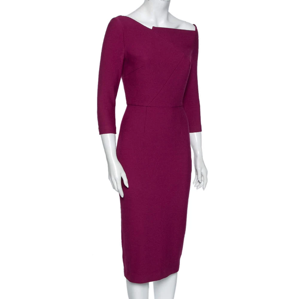 Roland Mouret Purple Crepe Midi Dress M For Women 4 Roland Mouret Purple Crepe Midi Dress M For Women - Image 2