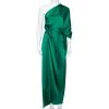 Roland Mouret Green Textured Silk Draped Side Slit Dresses S For Women -Roland Mouret Sales Store luxury women roland mouret used clothes p618563 001