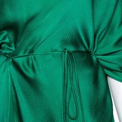 Roland Mouret Green Textured Silk Draped Side Slit Dresses S For Women -Roland Mouret Sales Store luxury women roland mouret used clothes p618563 002