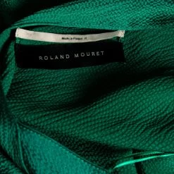 Roland Mouret Green Textured Silk Draped Side Slit Dresses S For Women -Roland Mouret Sales Store luxury women roland mouret used clothes p618563 004