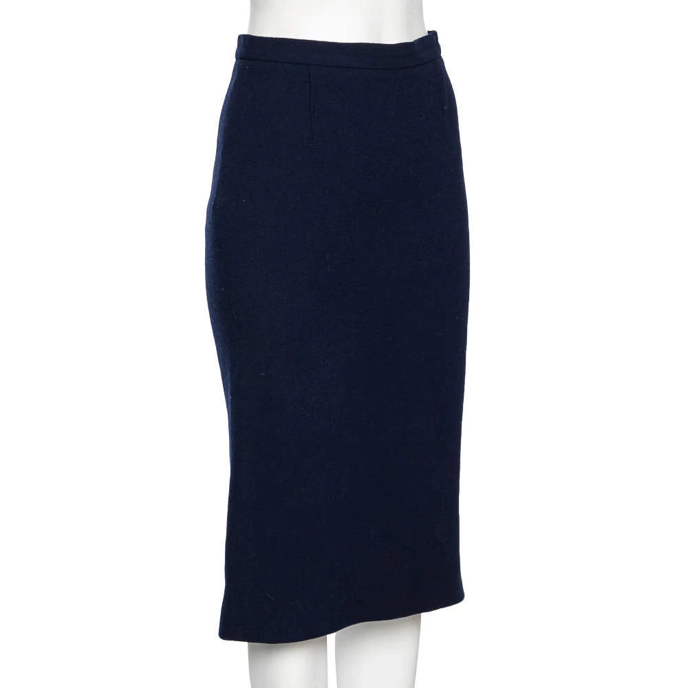 Roland Mouret Navy Blue Wool Crepe Pencil Skirt M For Women 4 Roland Mouret Navy Blue Wool Crepe Pencil Skirt M For Women - Image 2