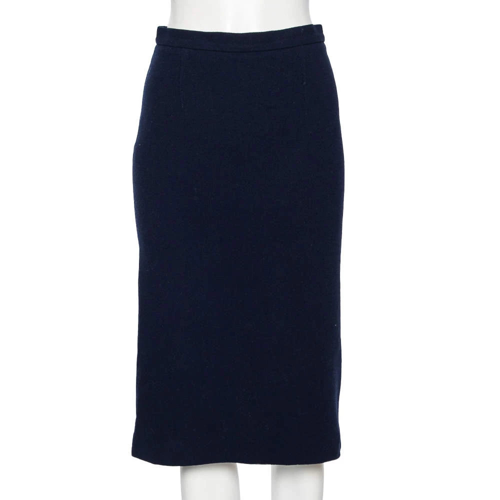 Roland Mouret Navy Blue Wool Crepe Pencil Skirt M For Women 3 Roland Mouret Navy Blue Wool Crepe Pencil Skirt M For Women