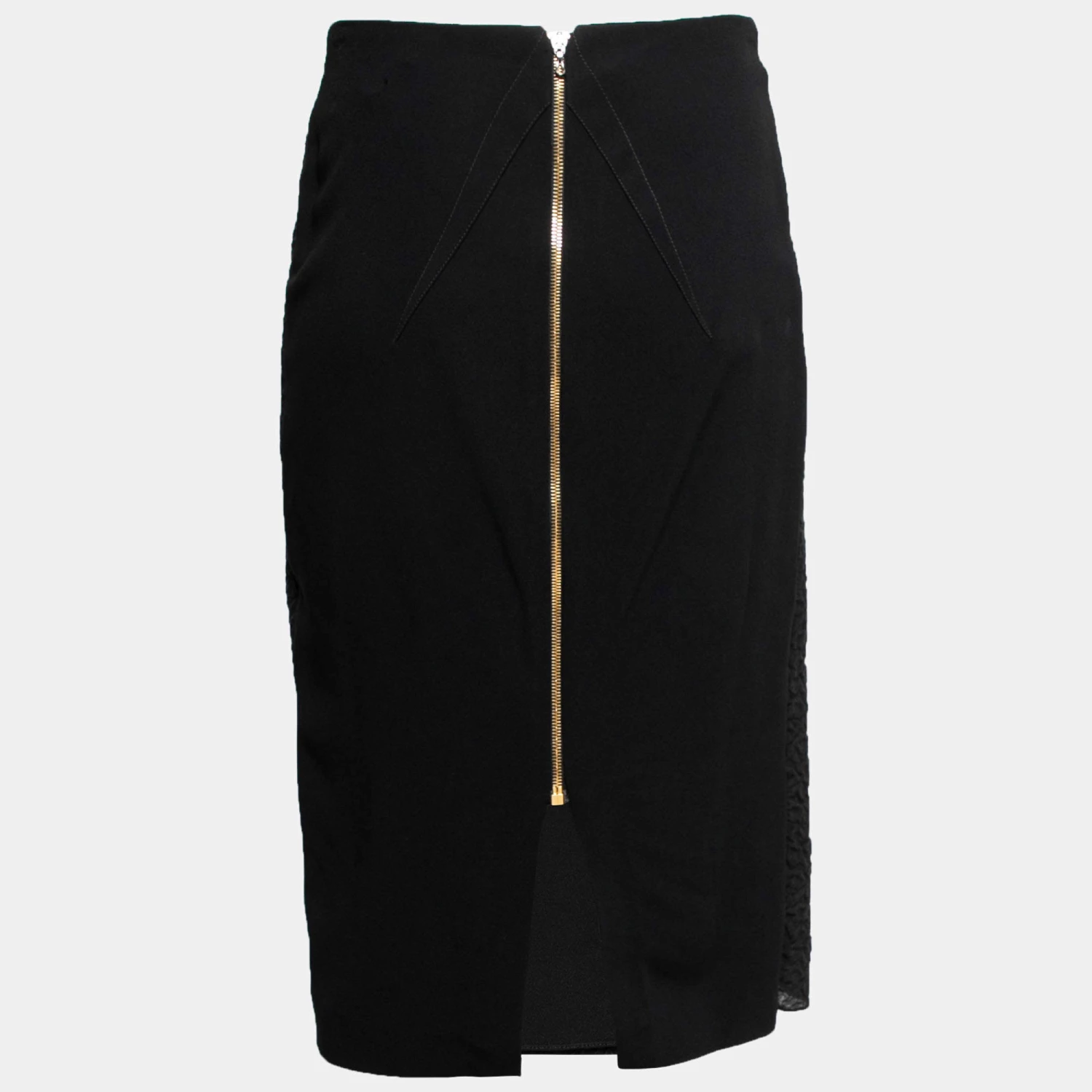 Roland Mouret Black Textured Cotton & Crepe Knee Length Skirt M For Women 3 Roland Mouret Black Textured Cotton & Crepe Knee Length Skirt M For Women - Image 2