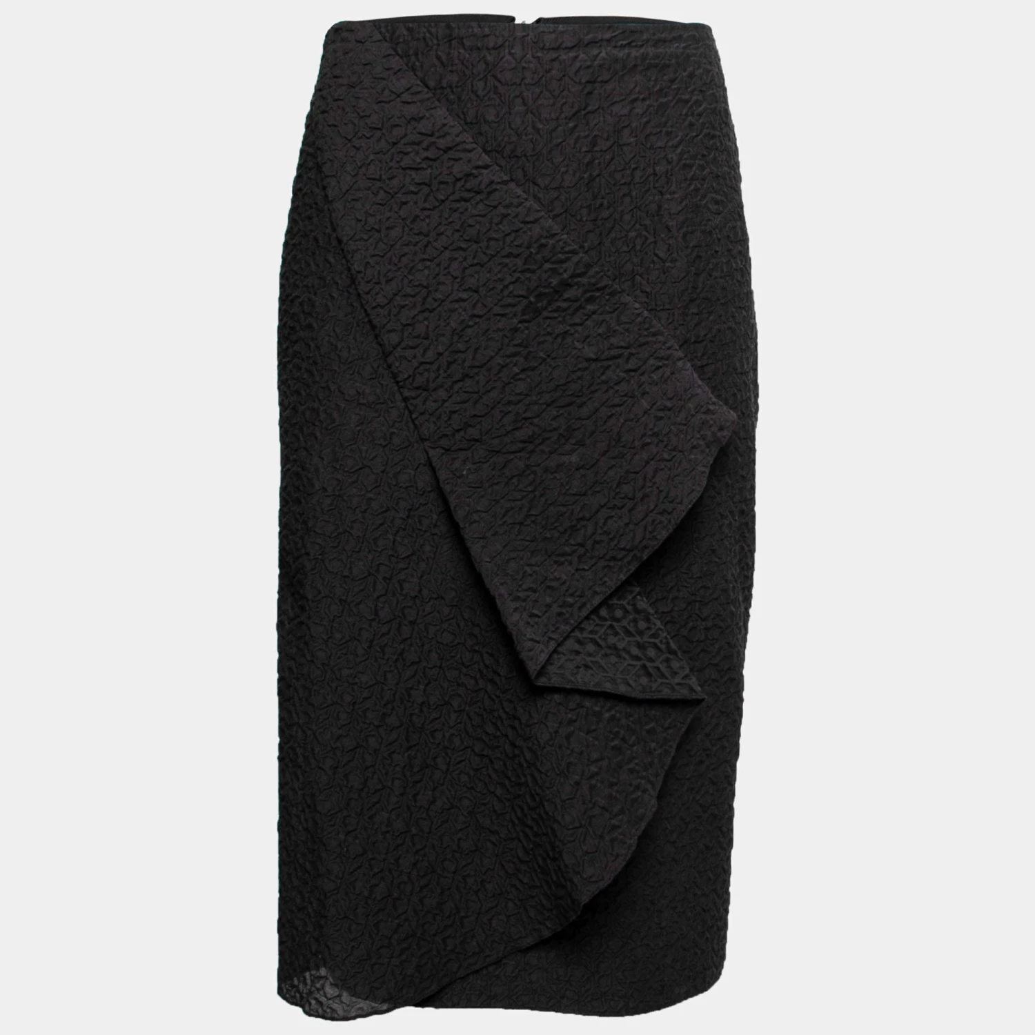 Roland Mouret Black Textured Cotton & Crepe Knee Length Skirt M For Women 2 Roland Mouret Black Textured Cotton & Crepe Knee Length Skirt M For Women
