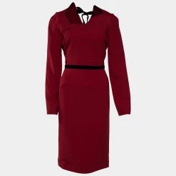 Roland Mouret Red Cady Belted Dress L For Women