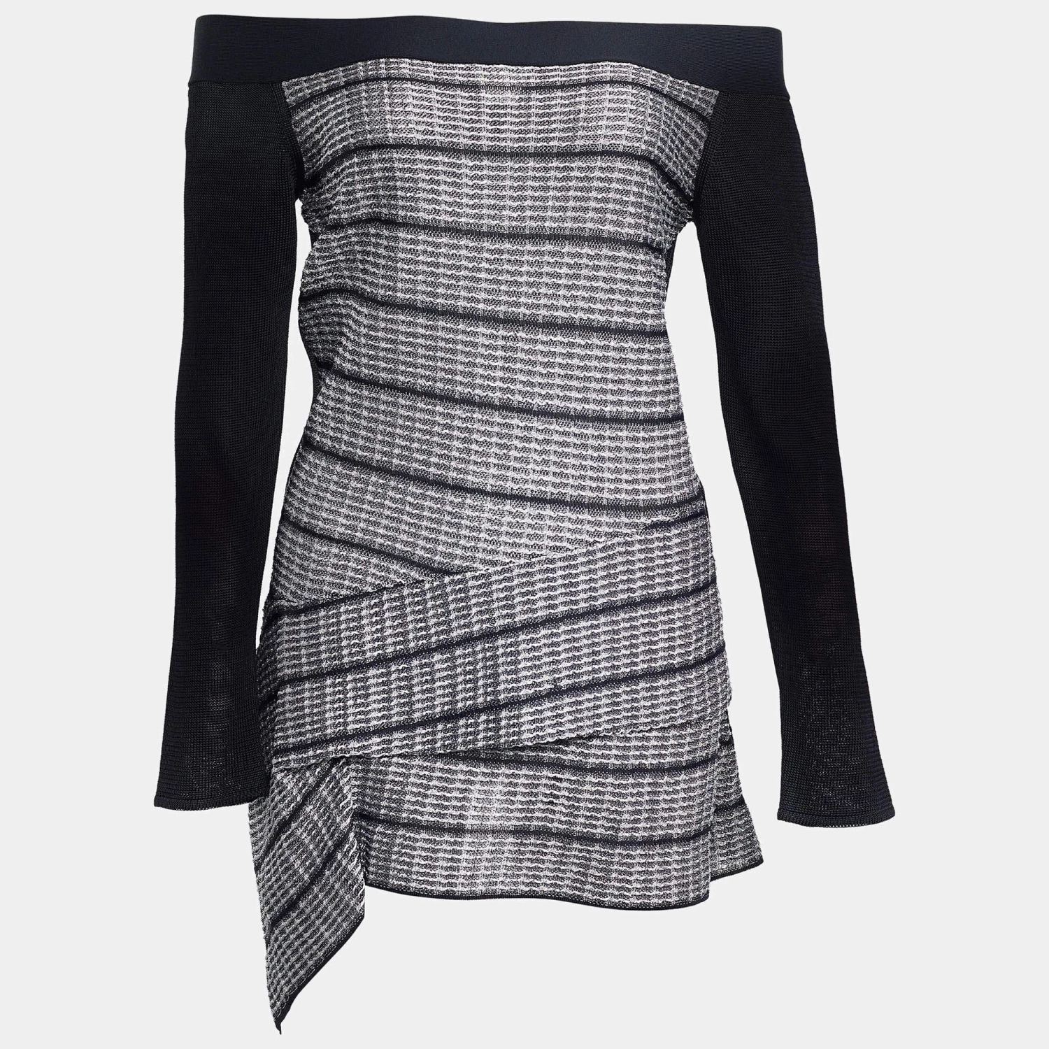 Roland Mouret Black/White Knit Off-Shoulder Top L For Women 3 Roland Mouret Black/White Knit Off-Shoulder Top L For Women