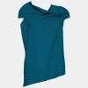 Roland Mouret Green Wool Asymmetric Draped Eugene Top L For Women